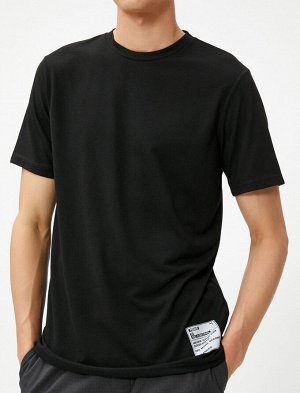 Базовая футболка с этикеткой и круглым вырезом, смесовая вискоза
