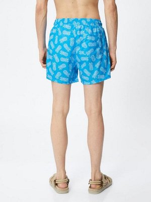 Короткие шорты для плавания с принтом ананасов, кружево на талии, карман
