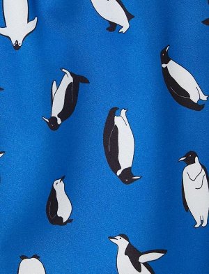 KOTON Шорты для плавания с принтом пингвина на талии и кружевным карманом