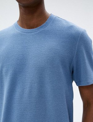 Базовая футболка С принтом и короткими рукавами с круглым вырезом Хлопок в рубчик