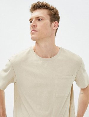Базовая футболка с карманом и круглым вырезом с короткими рукавами, хлопок