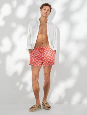 Короткие шорты для плавания с принтом «Пальмы», кружевной талией и карманом