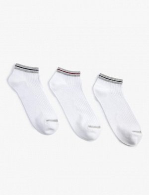 Комплект мужских носков-ботинок из трех предметов с вышивкой в полоску