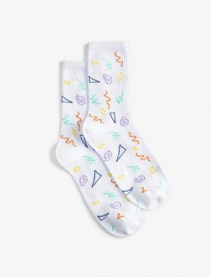 Мужские носки с геометрической вышивкой, разноцветные