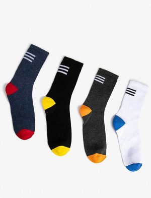 Комплект мужских носков из 4 предметов в полоску, разноцветные
