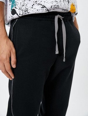 Спортивные брюки-джоггеры с лентой, кружевной талией и карманом