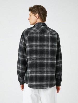 Рубашка лесоруба с карманом и классическим воротником с длинными рукавами, мягкая текстура