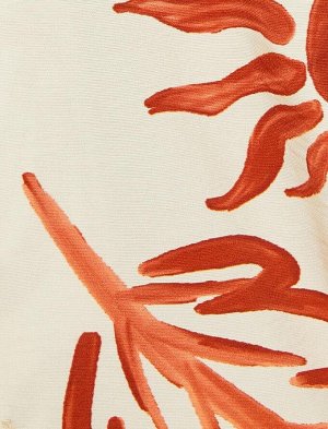 Летняя рубашка с отложным воротником и короткими рукавами в форме листа