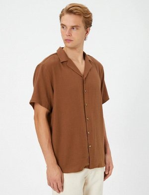 Рубашка с коротким рукавом из хлопка с отложным воротником и пуговицами