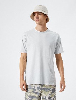 Базовая футболка с круглым вырезом и короткими рукавами, хлопок