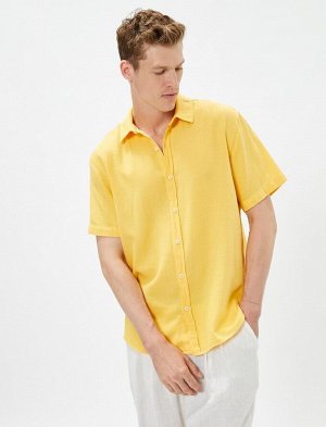 Летняя рубашка из хлопка с отложным воротником и короткими рукавами на пуговицах