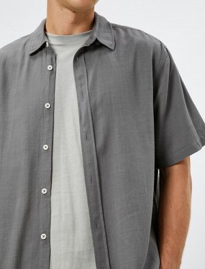 Летняя рубашка из хлопка с отложным воротником и короткими рукавами на пуговицах