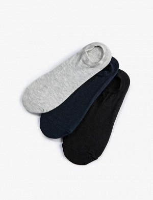 KOTON Мужской комплект носков-кроссовок из трех предметов, разноцветный