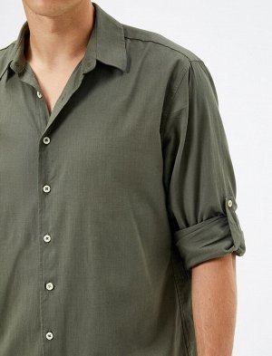 Классическая рубашка с воротником на пуговицах и длинными рукавами, хлопок