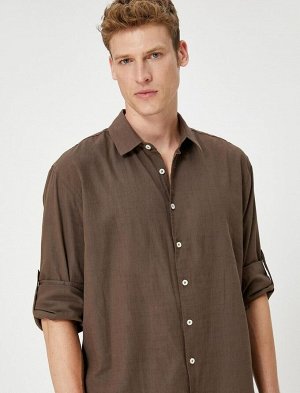 Классическая рубашка с воротником на пуговицах и длинными рукавами, хлопок
