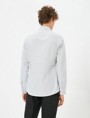 Спортивная рубашка Slim Fit с минимальным принтом Классический подробный воротник с длинными рукавами Без железа