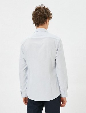 Спортивная рубашка Slim Fit с минимальным принтом Классический подробный воротник с длинными рукавами Без железа