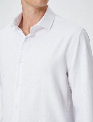 Базовая рубашка с длинным рукавом, классический воротник, пуговицы, без железа