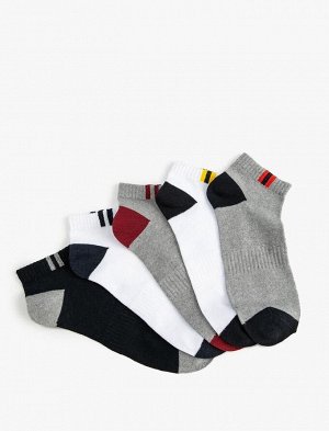 Комплект мужских носков-ботинок из 5 предметов с разноцветными полосками