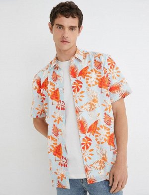 Летняя рубашка с цветочным принтом и классическим воротником из хлопка