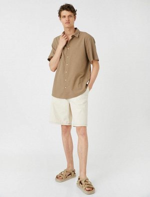 Летняя рубашка с коротким рукавом и классическим воротником на пуговицах из хлопка