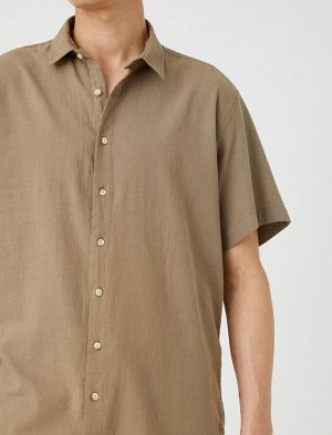 Летняя рубашка с коротким рукавом и классическим воротником на пуговицах из хлопка