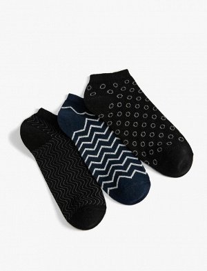 Мужской комплект носков-ботинок из трех предметов с геометрическим узором, разноцветный
