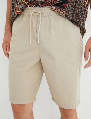 Хлопковые шорты-бермуды с кружевной талией и карманами