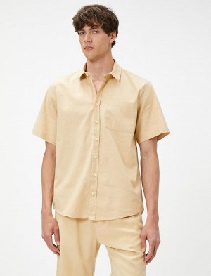 Летняя рубашка с коротким рукавом Slim Fit Классический воротник с карманами