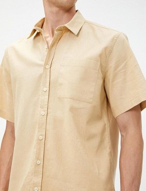 Летняя рубашка с коротким рукавом Slim Fit Классический воротник с карманами