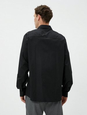 Базовая рубашка Классический воротник с длинным рукавом Хлопок на пуговицах Без железа