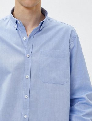Базовая рубашка Свободного кроя Классический воротник с карманами Детальный хлопок Без железа