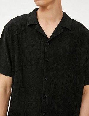Летняя рубашка с отложным воротником и коротким рукавом с абстрактным принтом из смеси вискозы