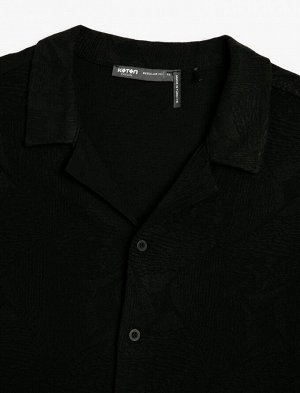 Летняя рубашка с отложным воротником и коротким рукавом с абстрактным принтом из смеси вискозы