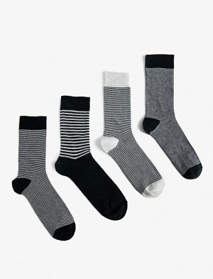 Мужской комплект носков в полоску из 4 предметов, разноцветный