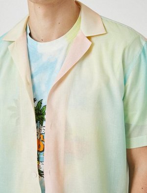 Летняя рубашка с коротким рукавом и отложным воротником в стиле тай-дай