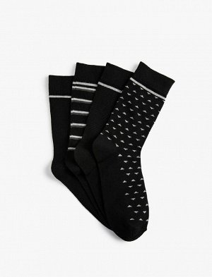KOTON Комплект мужских носков из 4 предметов с геометрическим узором