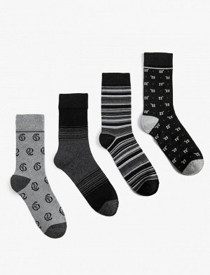 Набор мужских носков из 4 предметов, разноцветные, с минимальным рисунком