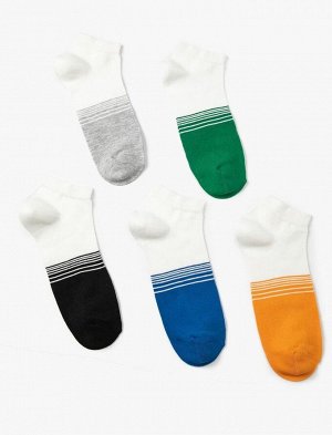 KOTON Мужской комплект носков-ботинок в полоску из 5 предметов, разноцветный