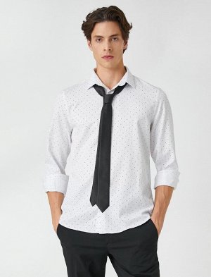 Классическая рубашка с минимальным рисунком и длинным рукавом, приталенный крой, без железа
