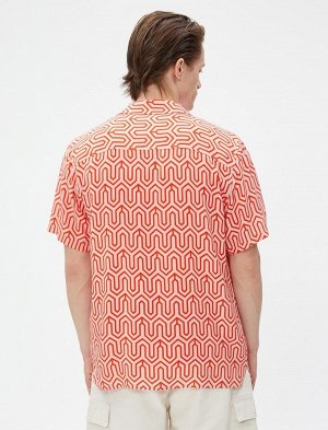 Рубашка с коротким рукавом и отложным воротником с геометрическим принтом
