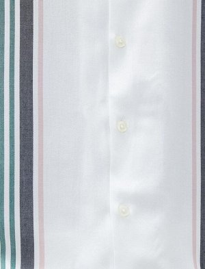 Рубашка с коротким рукавом и отложным воротником на пуговицах с лентой и деталями
