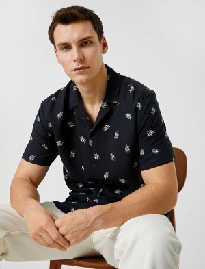 Летняя рубашка с отложным воротником и короткими рукавами со звездным принтом