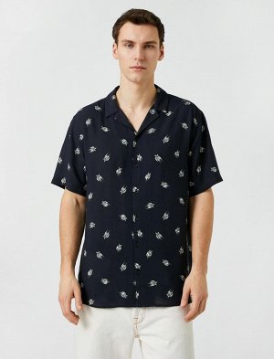 Летняя рубашка с отложным воротником и короткими рукавами со звездным принтом