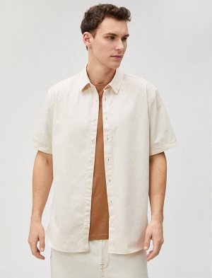 Летняя рубашка с коротким рукавом и классическим воротником из хлопка