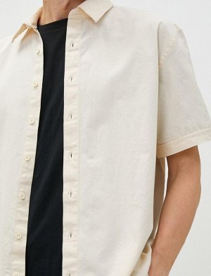 Летняя рубашка с коротким рукавом и классическим воротником из хлопка