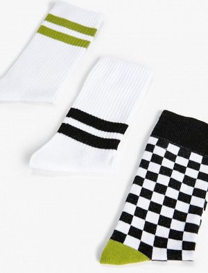 Комплект мужских теннисных носков из трех предметов в шахматном порядке