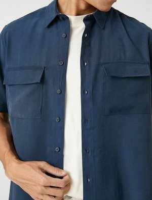 Базовая рубашка Классический воротник-манжета Короткий рукав Карман Подробный