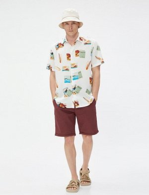 Рубашка с коротким рукавом на летнюю тематику для серфинга с классическим воротником