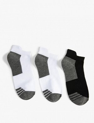 Комплект мужских носков-ботинок из трех предметов с геометрическим узором